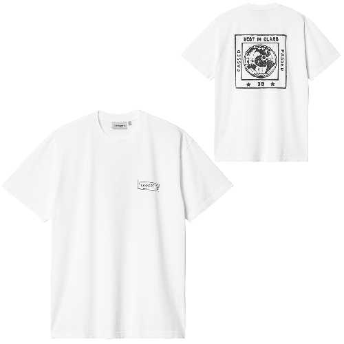 CARHARTT WIP STAMP TSHIRT White Black stone washed