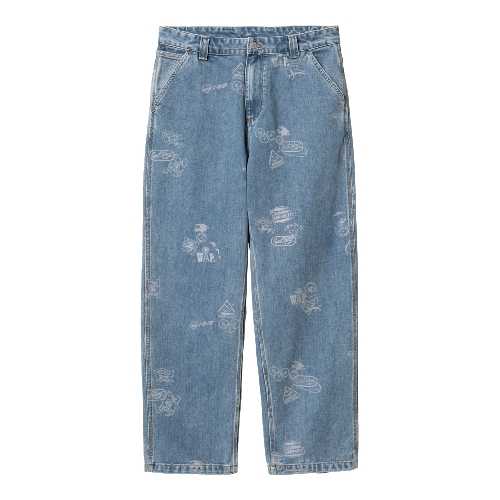 CARHARTT WIP STAMP PANT Stamp Print Blue bleache