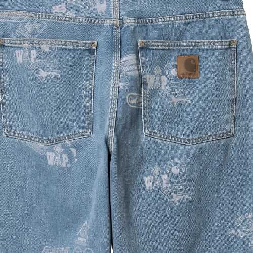 CARHARTT WIP STAMP PANT Stamp Print Blue bleache