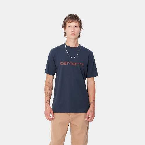 CARHARTT WIP SCRIPT TSHIRT Air Force Blue Malbec