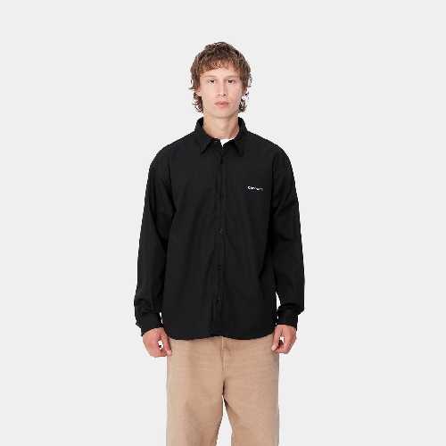 CARHARTT WIP LS MODULE SCRIPT SHIRT Black White rigid