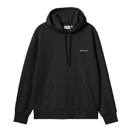 CARHARTT WIP HOODED SCRIPT EMBROIDERY SWEAT Black White