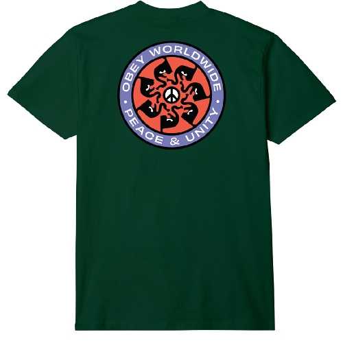 OBEY PEACE WHEEL TEE Forest green