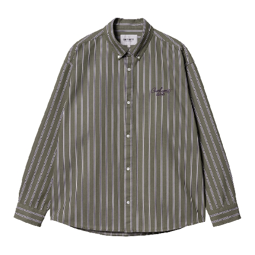 CARHARTT WIP LS SIGNATURE SHIRT Office Green Aura stone