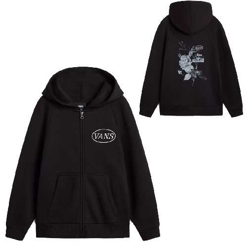 VANS DAMASK ZIP HOODIE BOYS Black