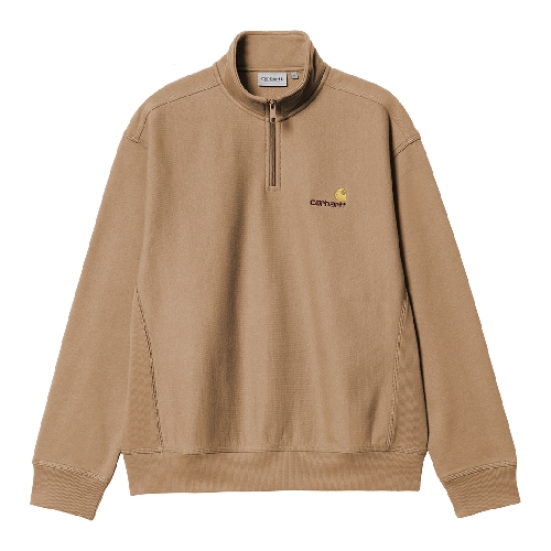 CARHARTT WIP HALF ZIP AMERICAN SCRIPT SWEAT Peanut