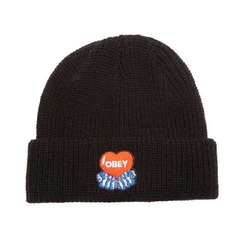 OBEY HEART BEANIE Black