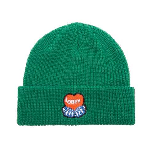 OBEY HEART BEANIE Abundant green