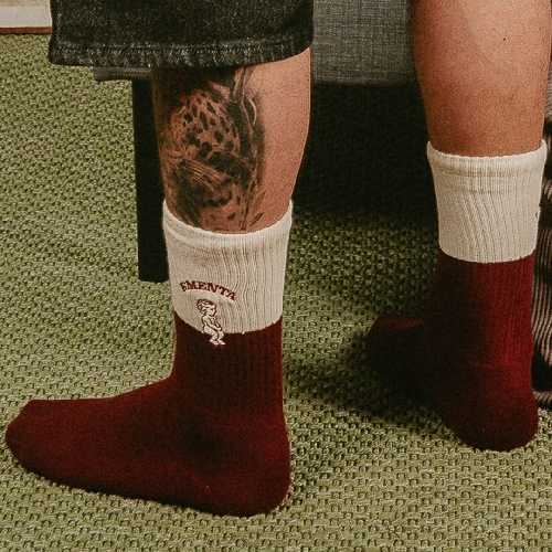 EMENTA SB 2 TONE IKON SOCKS Beige Burgundy