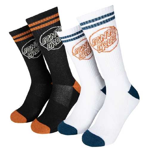 SANTA CRUZ KICK 2 PACK SOCKS Black Pumpkin White