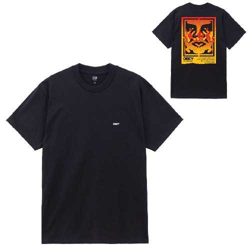 OBEY ICON STENCIL FLAME TEE Black