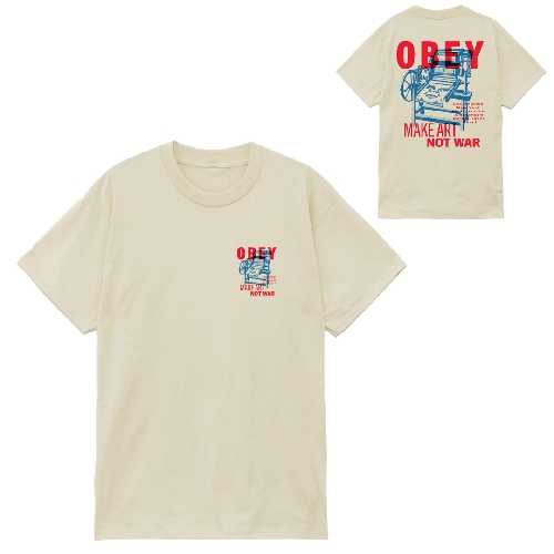 OBEY PRINTING PRESS MAKE ART TEE Cream