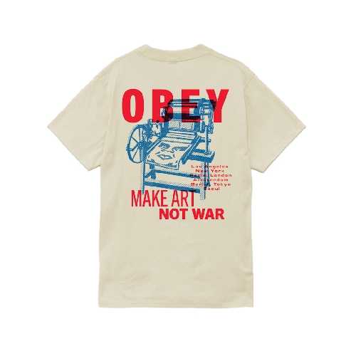 OBEY PRINTING PRESS MAKE ART TEE Cream