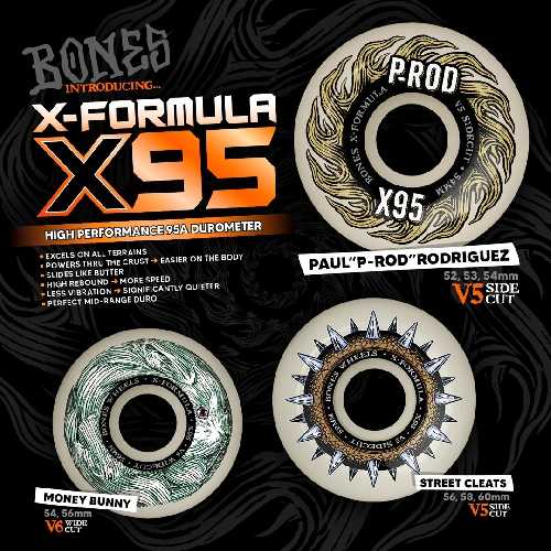 BONES XF V6 MONEY BUNNY WIDE CUT WHEELS 95a 54mm