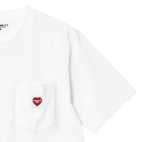 CARHARTT WIP POCKET HEART T SHIRT white red