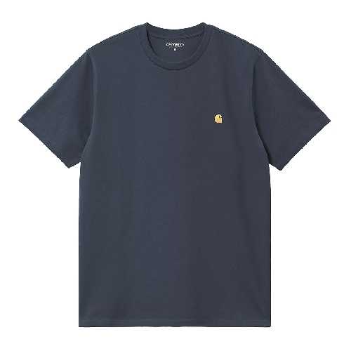 CARHARTT WIP CHASE TSHIRT Dusky Blue Gold