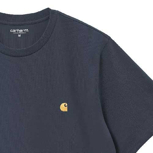 CARHARTT WIP CHASE TSHIRT Dusky Blue Gold