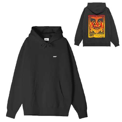 OBEY ICON STENCIL FLAME HOOD Black