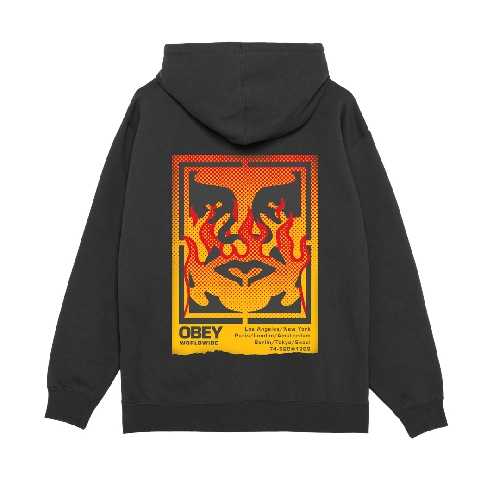 OBEY ICON STENCIL FLAME HOOD Black