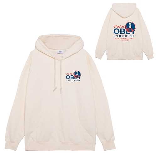 OBEY RECORDS SOUND WAVES HOOD Unbleached