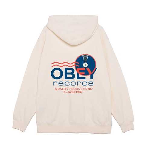 OBEY RECORDS SOUND WAVES HOOD Unbleached