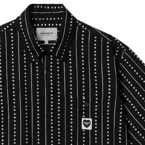 CARHARTT WIP DREWE SHIRT HEART C PINSTRIPE black natural