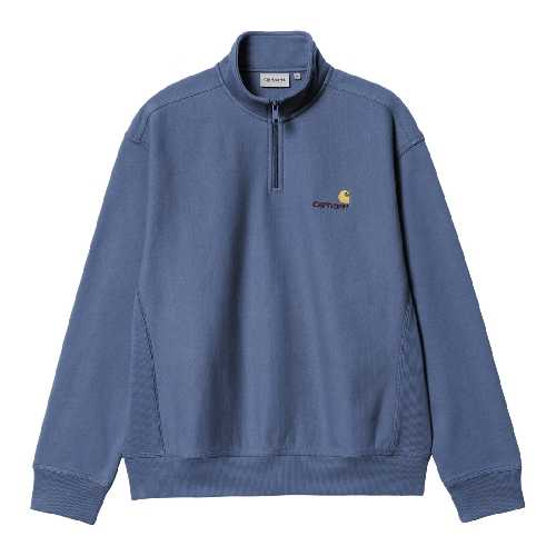 CARHARTT WIP HALF ZIP AMERICAN SCRIPT SWEAT blue iris