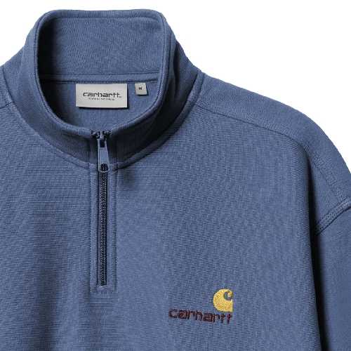 CARHARTT WIP HALF ZIP AMERICAN SCRIPT SWEAT blue iris