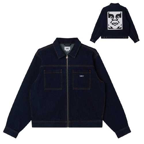 OBEY ICON HARDWORK ZIP UP JACKET Rinse indigo