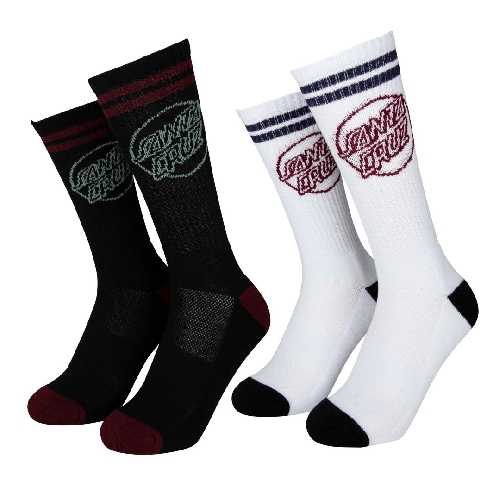 SANTA CRUZ KICK 2 PACK SOCKS Black Burgundy White 